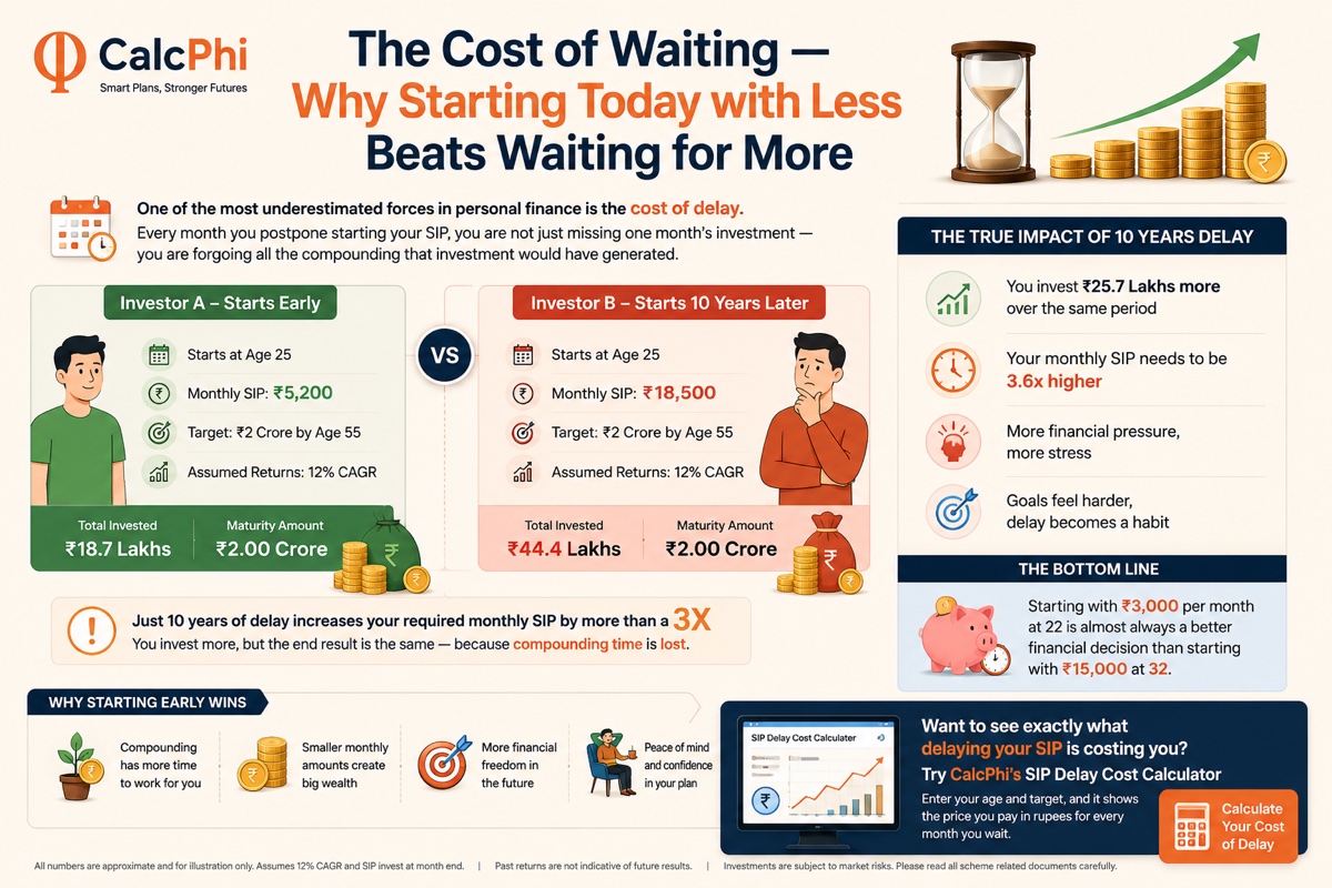 The cost of waiting: why starting SIP today with less beats waiting for more — early vs late investor comparison