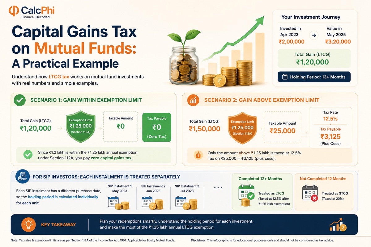 Capital Gains Tax on Mutual Funds: A Practical Example
