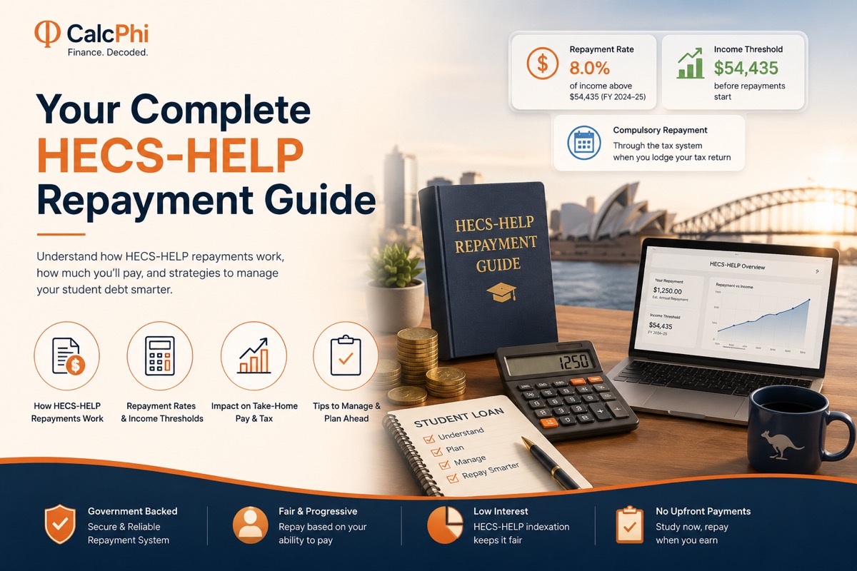 Your complete HECS-HELP repayment guide — repayment rates, income thresholds, take-home pay impact and strategies