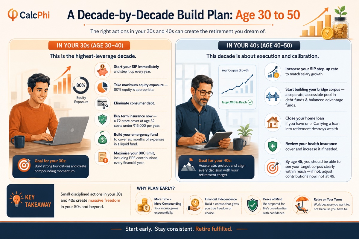 A decade-by-decade retirement build plan: what to do in your 30s and 40s to retire at 50 in India
