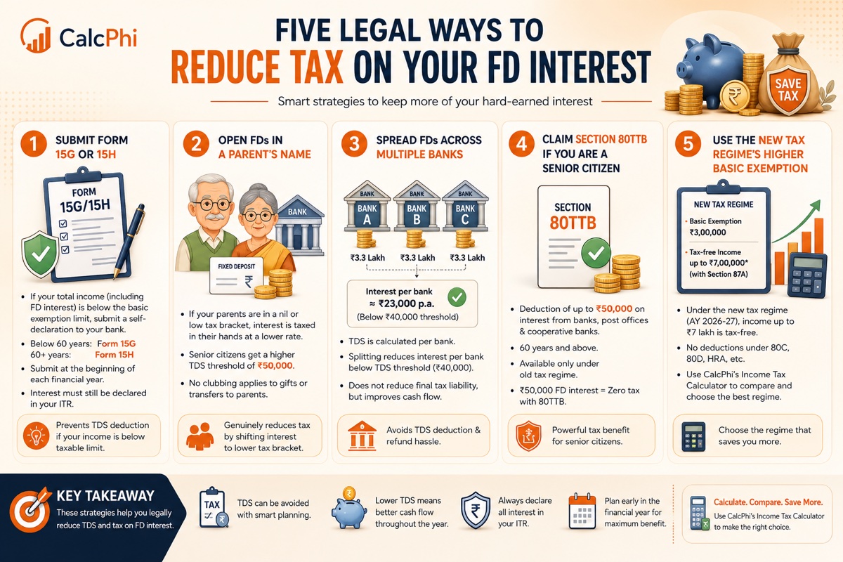 Five legal ways to reduce tax on your FD interest — infographic