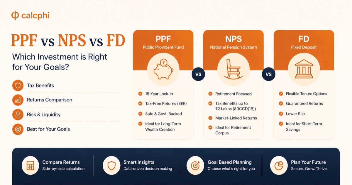 PPF vs NPS vs FD — which investment is right for your goals? Tax benefits, returns comparison, risk and liquidity