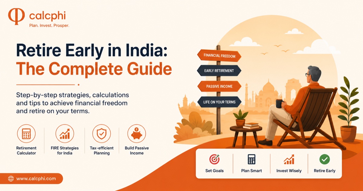 Retire Early in India: The Complete Guide — strategies, FIRE planning, tax-efficient investing and passive income infographic