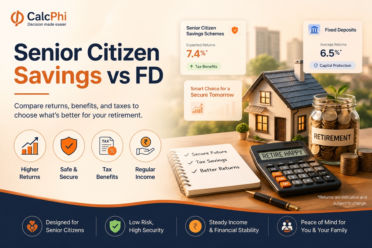 Senior Citizen Savings Scheme vs Fixed Deposits — compare returns, tax benefits, and security for retirement in India 2026